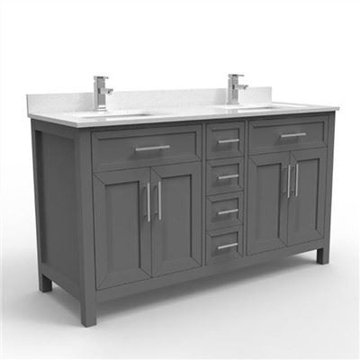 60 Inch Grey Double Sink Vanity